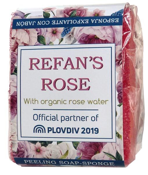 REFAN’S Rose  75 gr PEELING SOAP-SPONGE With Bulgarian rose oil