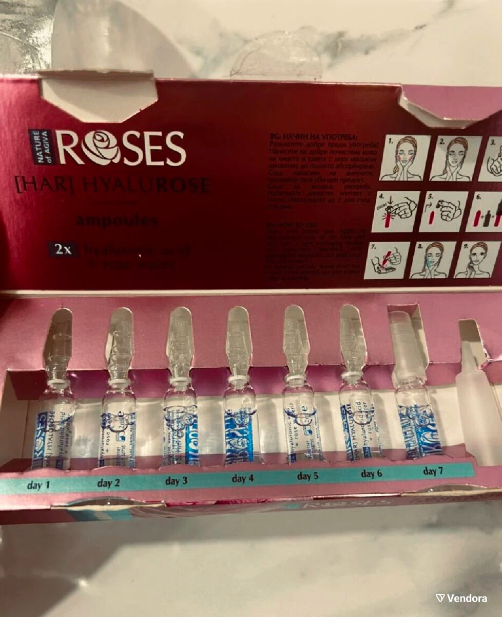 Nature of Agiva [HAR] HyaluROSE Hyaluronic acid + Bulgarian rose oil anti-aging ampoules 7 X 2 ml