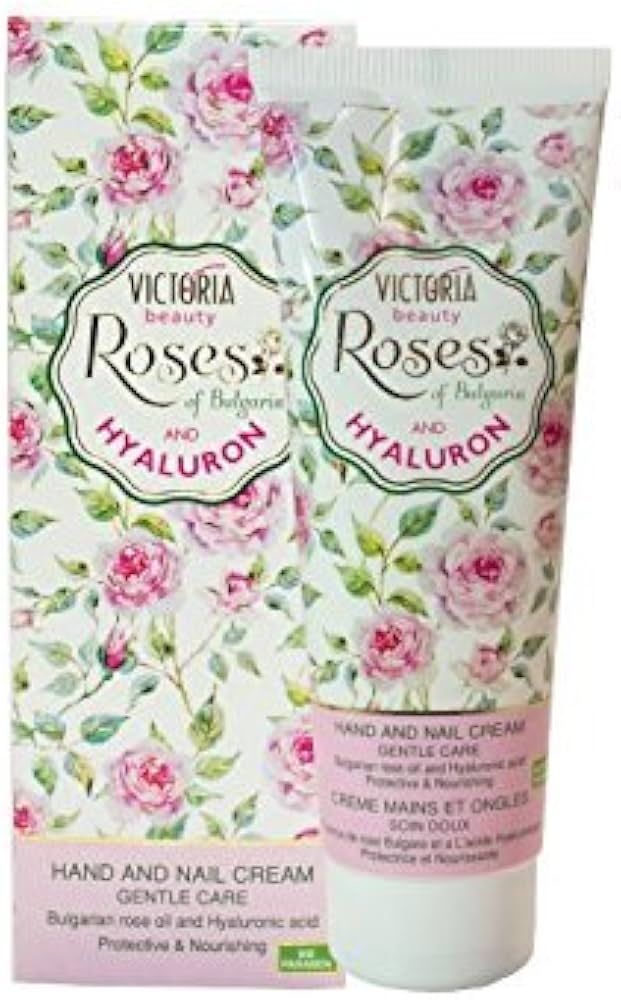 Vkctoria Beauty "Roses of Bulgaria and Hyaluron" Hand & Nail Cream with Bulgarian Rose Oil & Hyaluronic Acid Big size 100 ml
