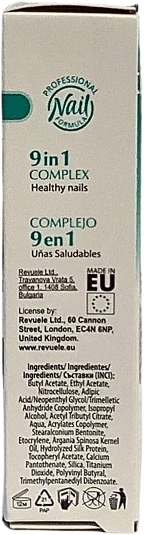 REUELE- Nail Therapy 9 in 1 COMPLEX Healthy Nails Strong Nail Complex + Argan oil , Vitamins , Silk Proteins Solution to all problems 10 ml