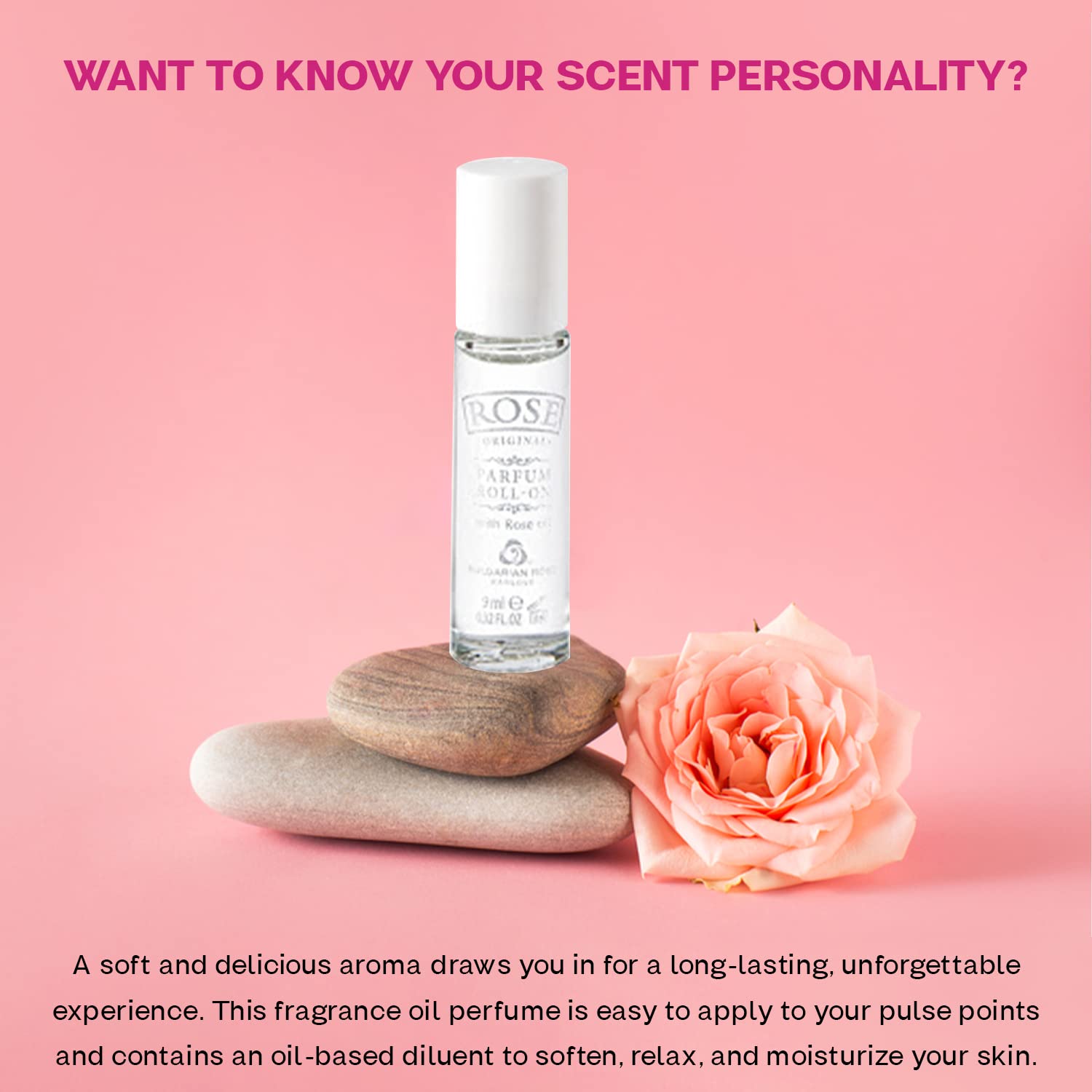 Roll-on parfum 100% Pure Bulgaria Rose oil Parabens FREE No alcohol 9 ml 0.32OZ