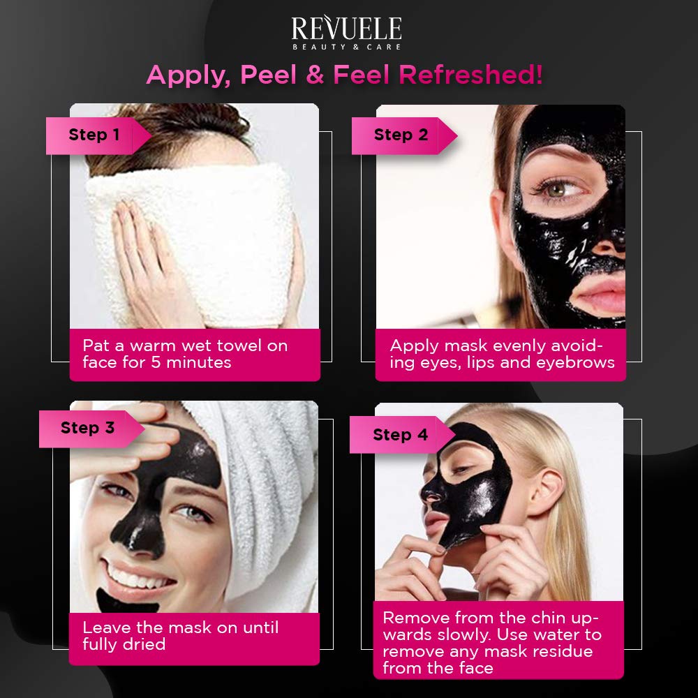 REVUELE BEAUTY & CARE BLACK MASK - Peel Off CO - ENZYMES DEEP CLEANSING 3D Facial mask – Activated carbon Reduces blackheads