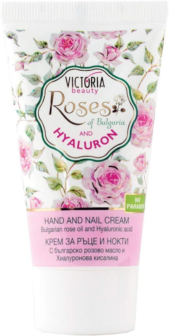 Vkctoria Beauty "Roses of Bulgaria and Hyaluron" Hand & Nail Cream with Bulgarian Rose Oil & Hyaluronic Acid Big size 100 ml