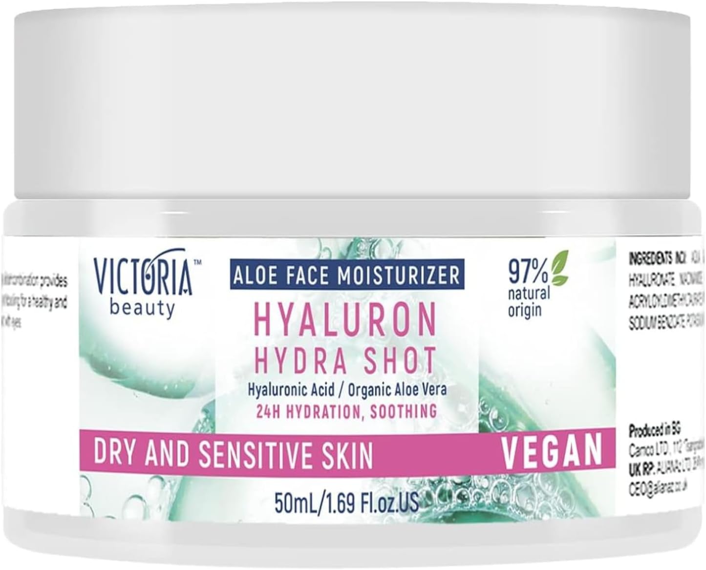VICTORIA BEAUTY - Hydra Shot 50 ml Face Cream with Hyaluronic Acid, Aloe Vera & Niacinamide