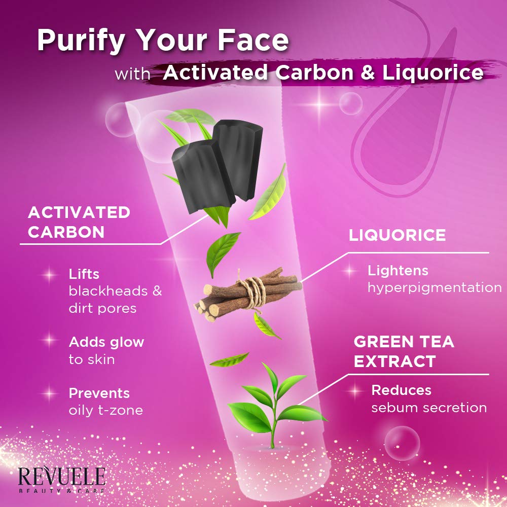 REVUELE BEAUTY & CARE BLACK MASK - Peel Off CO - ENZYMES DEEP CLEANSING 3D Facial mask – Activated carbon Reduces blackheads
