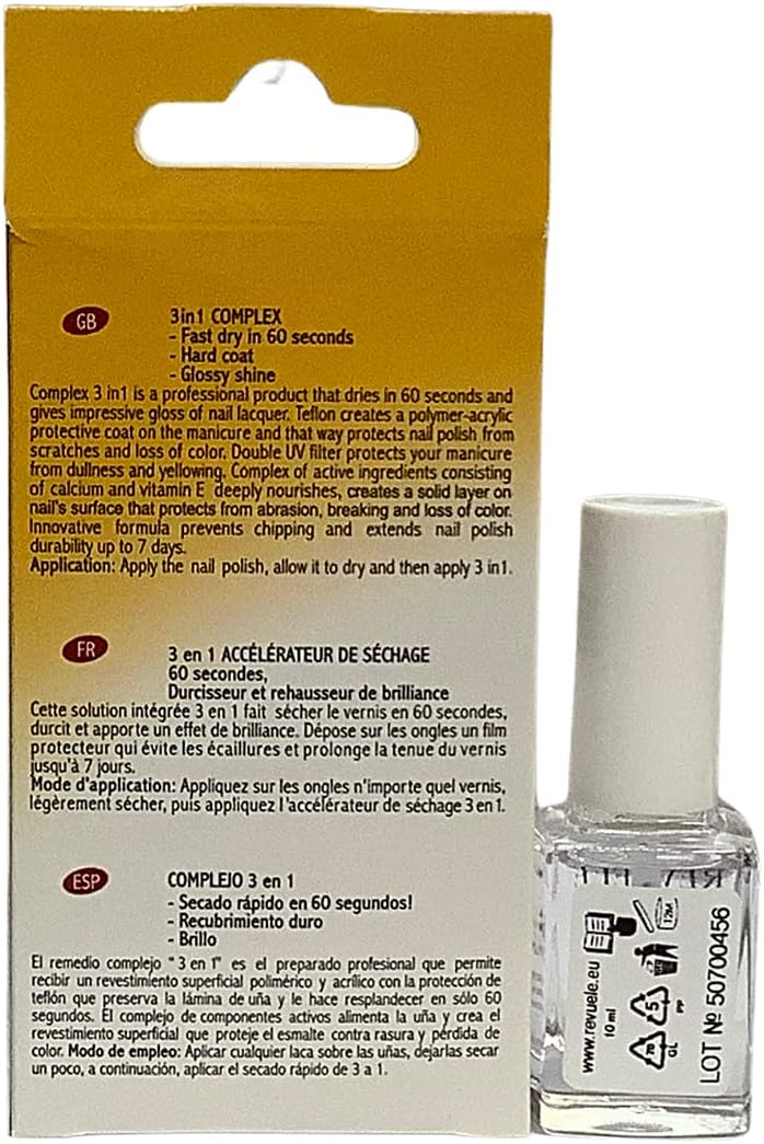 REVUELE Nail Therapy 3-in-1 Complex Teflon , Calcium and Vitamin E + UV Protection 10 ml