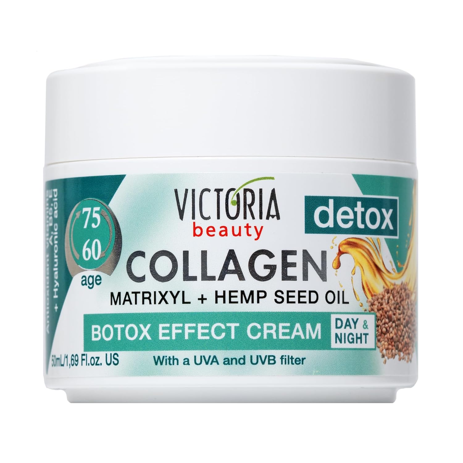 VB Collagen-Detox Day& Night Cream Anti-Aging Moisturiser Matrixyl Hemp Oil 50ml