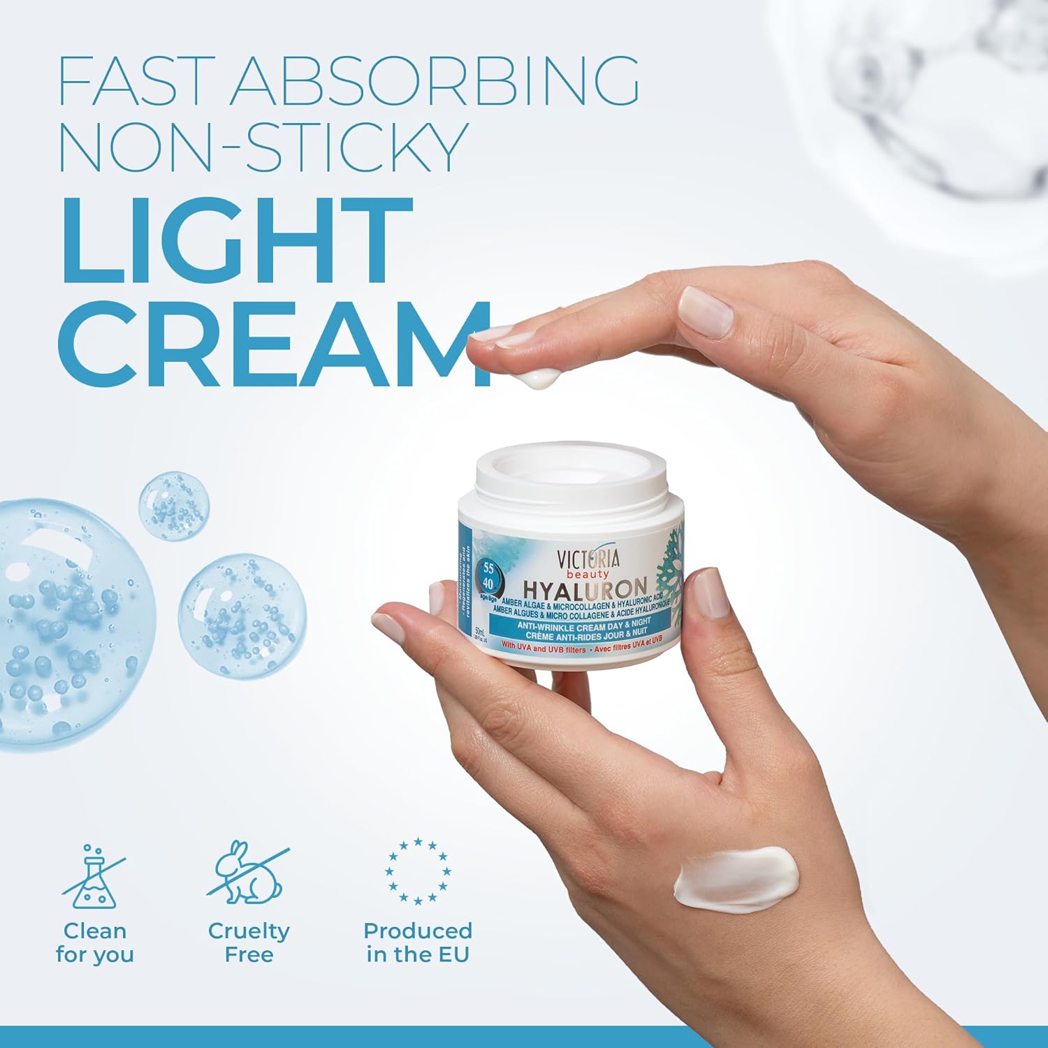 Victoria Beauty  Hyaluron & Amber Algae  Anti-Aging Cream with  Micro-Collagen (Ages 40+) – 50ml
