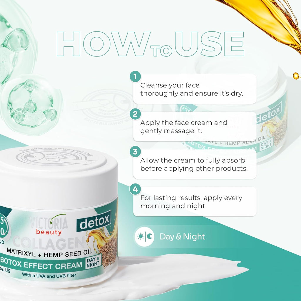 VB Collagen-Detox Day& Night Cream Anti-Aging Moisturiser Matrixyl Hemp Oil 50ml