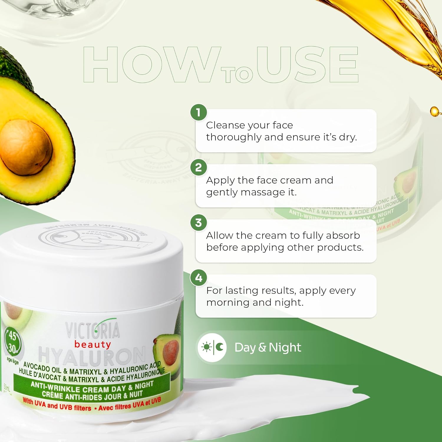 Victoria Beauty Avocado oil Matrixyl Hyaluronic Acid Anti-wrinkle cream 50gr
