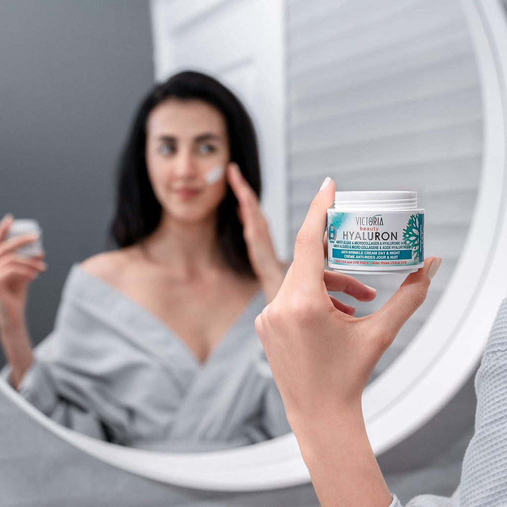 Victoria Beauty  Hyaluron & Amber Algae  Anti-Aging Cream with  Micro-Collagen (Ages 40+) – 50ml