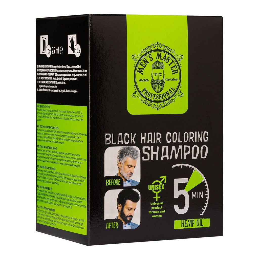 New Men's Master BLACK Hair Coloring Shampoo Cover 25ml Sachet Result in 5 min