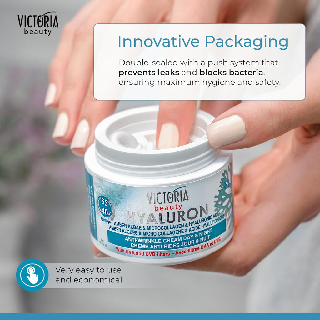 Victoria Beauty  Hyaluron & Amber Algae  Anti-Aging Cream with  Micro-Collagen (Ages 40+) – 50ml