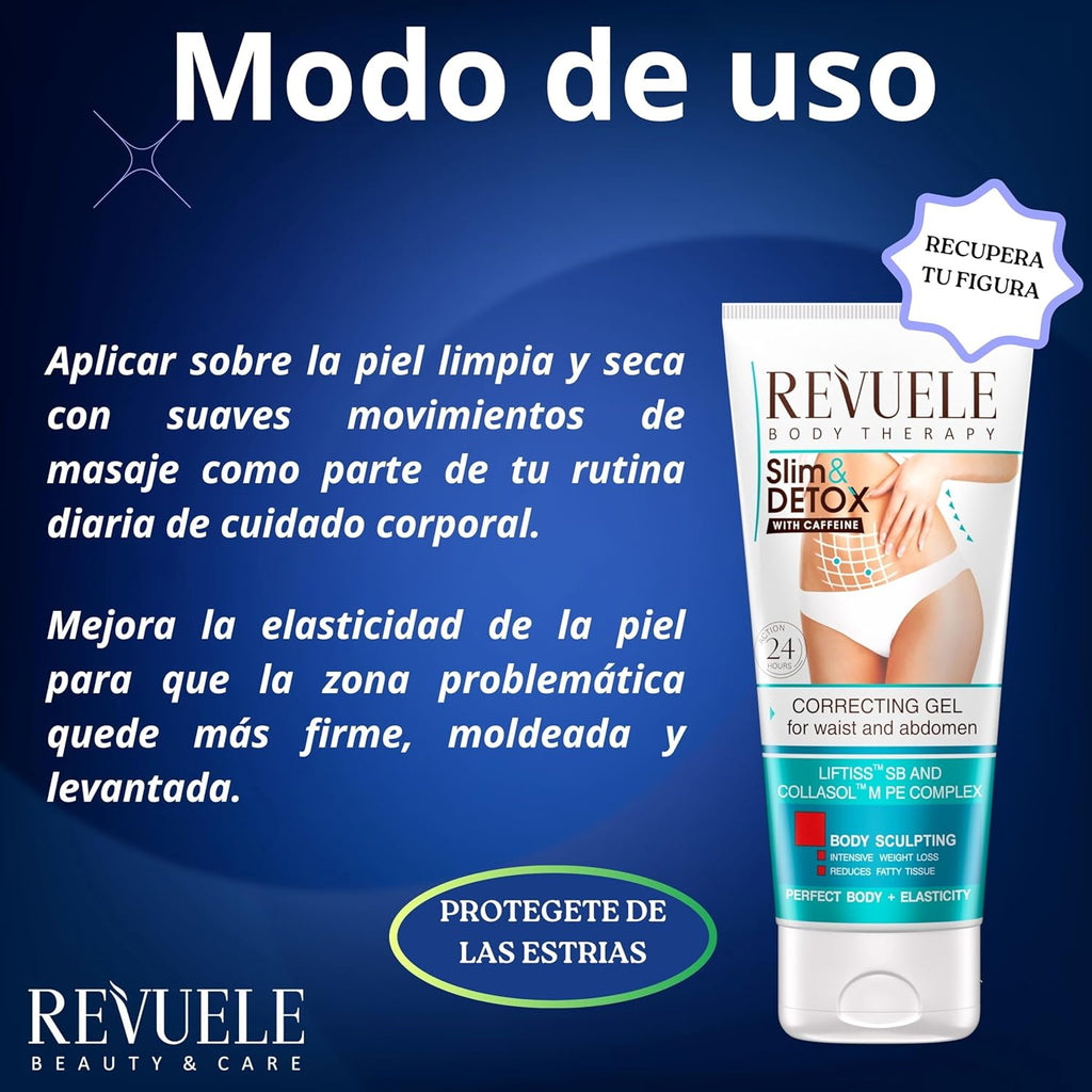 REVUELE -  Body Therapy SLIM & DETOX WITH CAFFEINE 24 hours ACTION Correcting Gel for Waist and Abdomen 200 ml