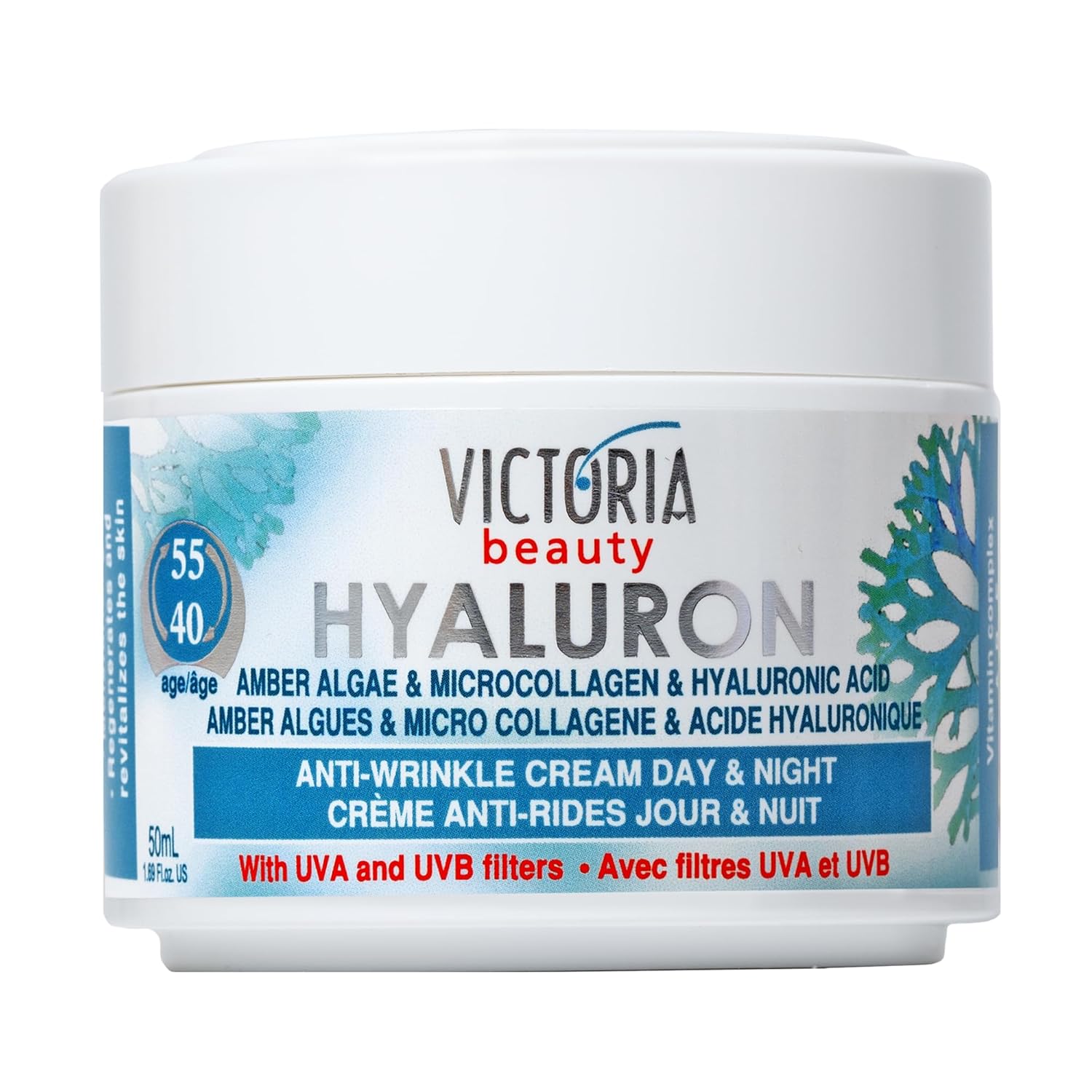 Victoria Beauty  Hyaluron & Amber Algae  Anti-Aging Cream with  Micro-Collagen (Ages 40+) – 50ml