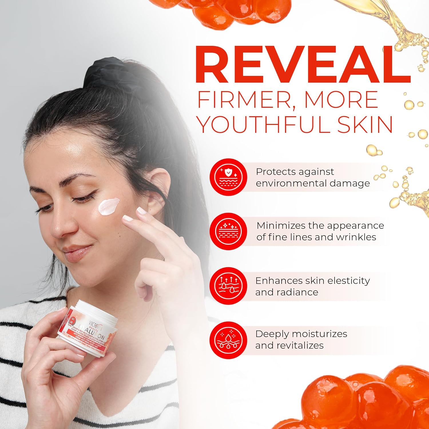 Victoria Beauty  Hyaluron, Retinol & Caviar Anti-Aging Cream with Red Grape (Ages 50-65+) – 50ml