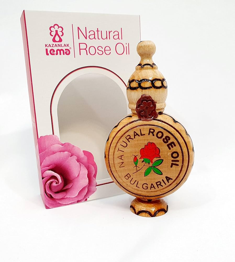 Lema 100% Natural Pure Bulgarian Rose Oil in a wooden souvenir 1.0 ml certified