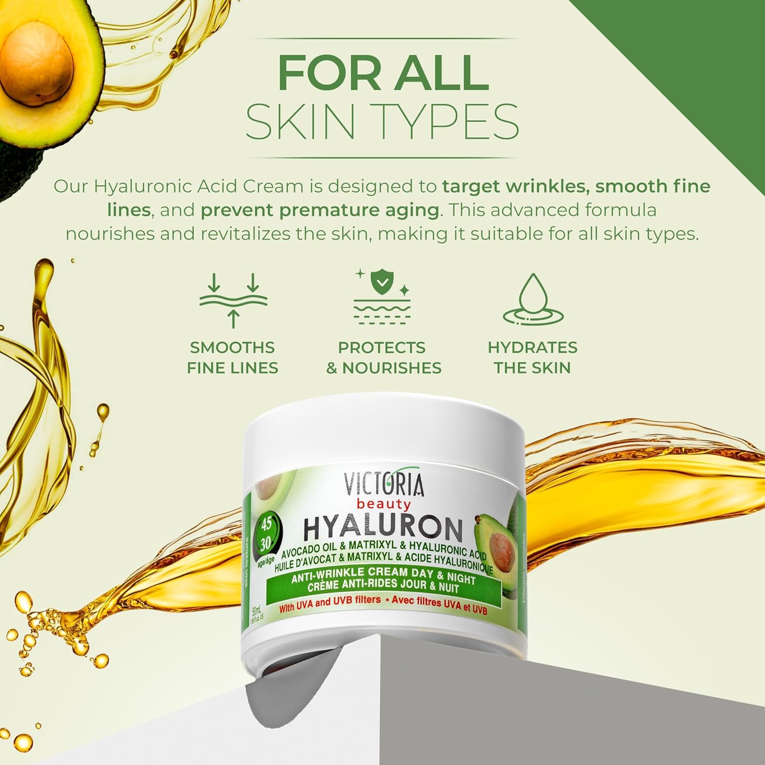 Victoria Beauty Avocado oil Matrixyl Hyaluronic Acid Anti-wrinkle cream 50gr