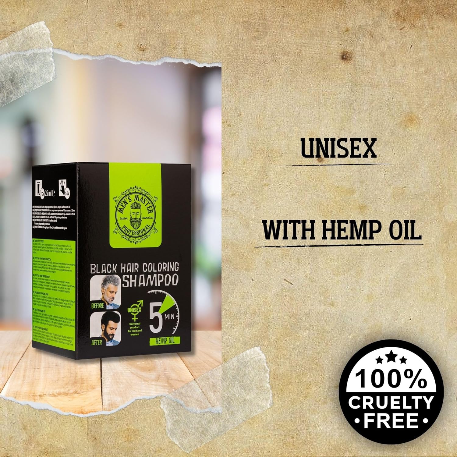 New Men's Master BLACK Hair Coloring Shampoo Cover 25ml Sachet Result in 5 min