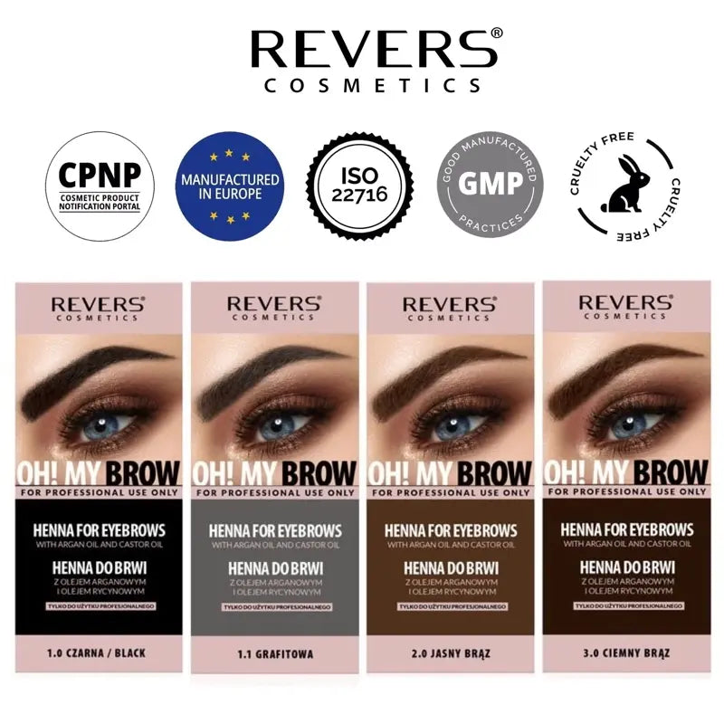 REVERS Cosmetics HENNA FOR EYEBROWS OH ! with argan oil and castor oil