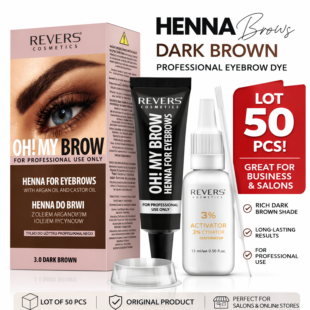 LOT OF 50 pcs Dark brown REVERS Cosmetics HENNA FOR EYEBROWS