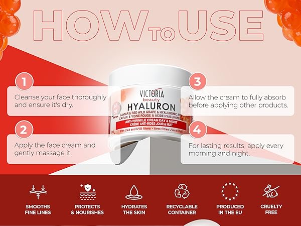 Victoria Beauty  Hyaluron, Retinol & Caviar Anti-Aging Cream with Red Grape (Ages 50-65+) – 50ml