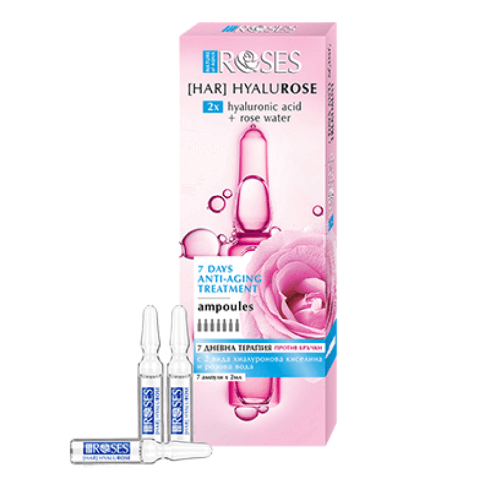 Nature of Agiva [HAR] HyaluROSE Hyaluronic acid + Bulgarian rose oil anti-aging ampoules 7 X 2 ml