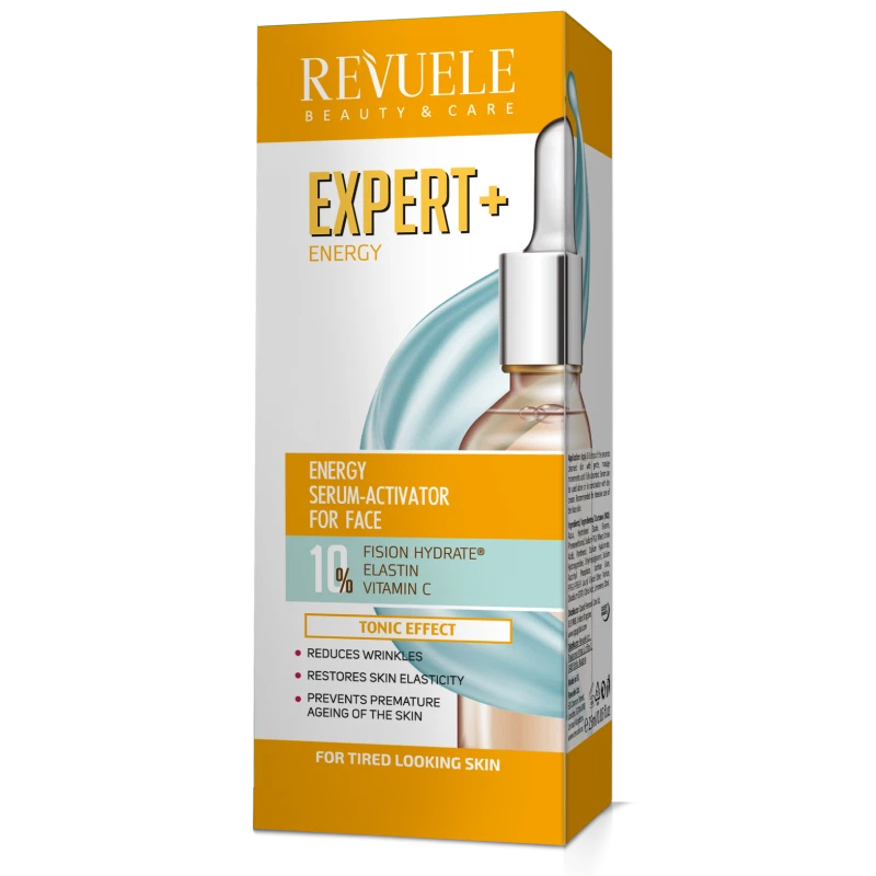 REVUELE EXPERT + ENERGY ENERGY  SERUM ACTIVATOR FOR FACE 10% FISION HYDRATE® , ELASTIN , VITAMIN C