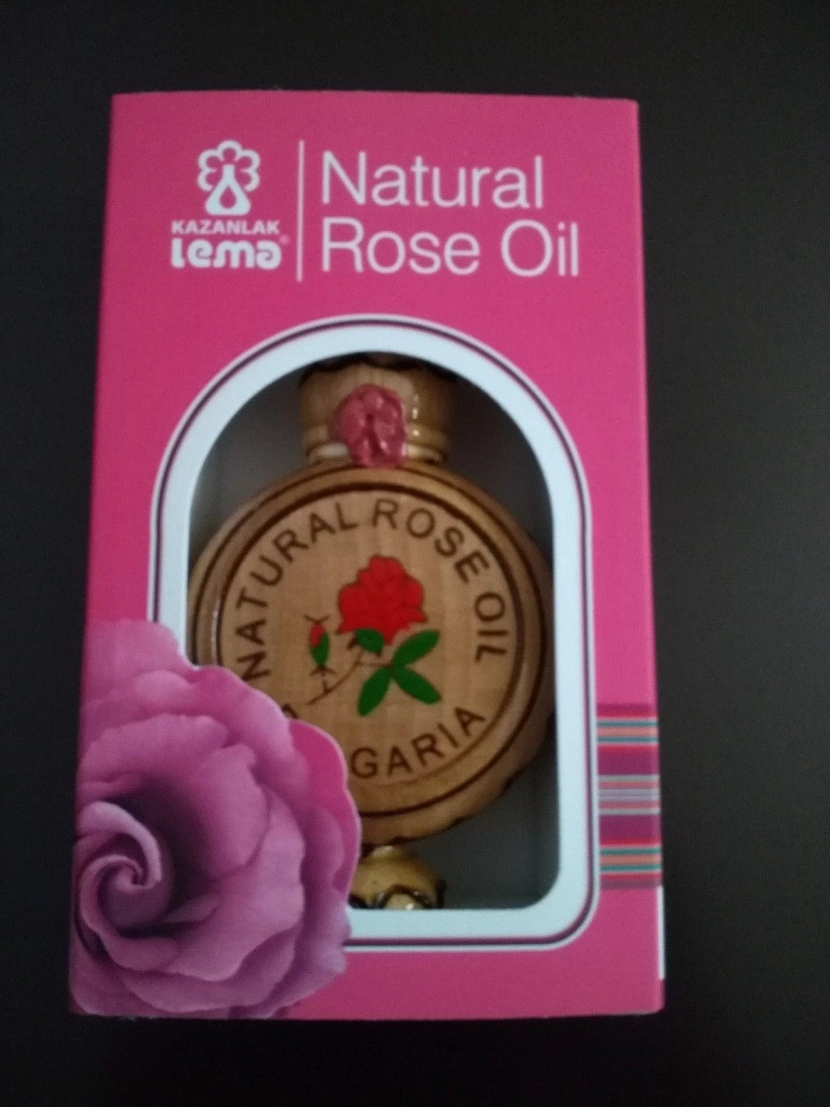 Lema 100% Natural Pure Bulgarian rose oil in a wooden souvenir 0.5ml certified