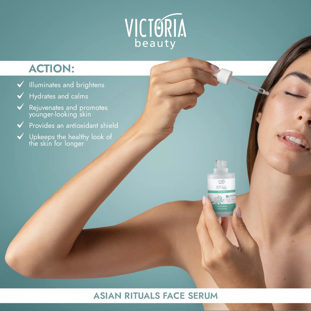 Victoria Beauty “ Asian Rituals “ 30 ml Facial Serum with Snail Extract , Centella , Vitamin C & Rice