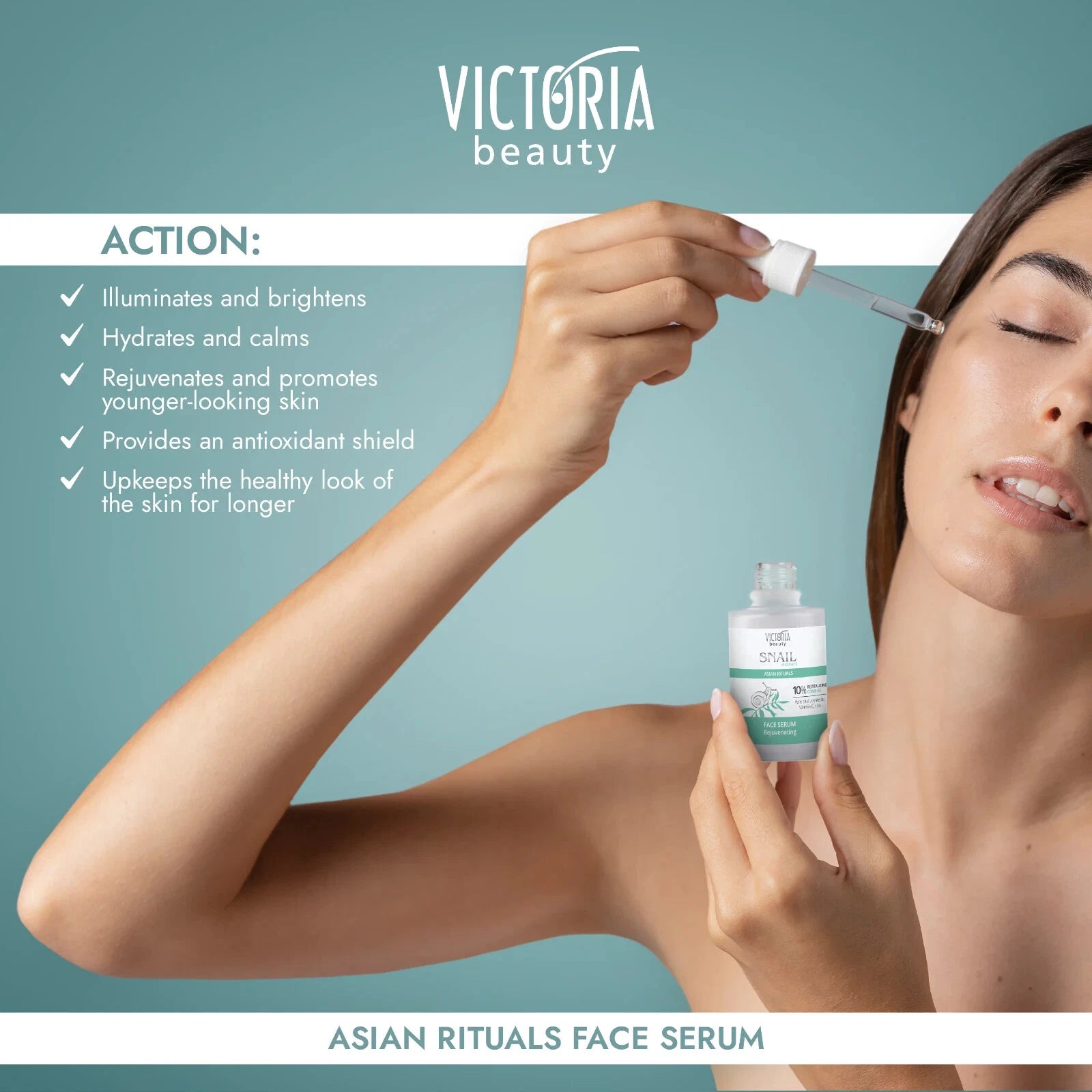 Victoria Beauty “ Asian Rituals “ 30 ml Facial Serum with Snail Extract , Centella , Vitamin C & Rice