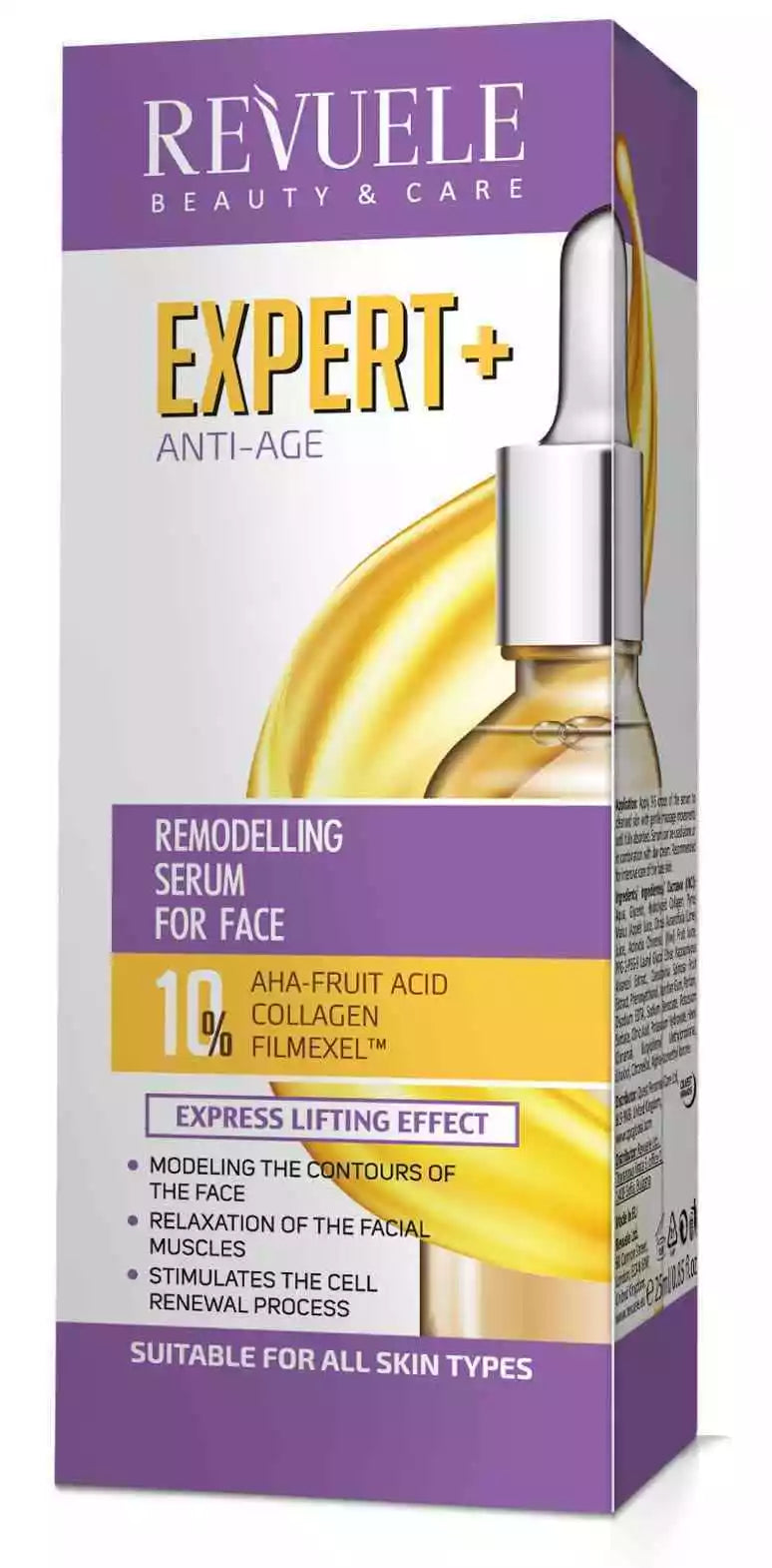 REVUELE EXPERT + ANTI-AGE REMODELLING SERUM FOR FACE 10% AHA FRUIT ACID , COLLAGEN , FILMEXEL™