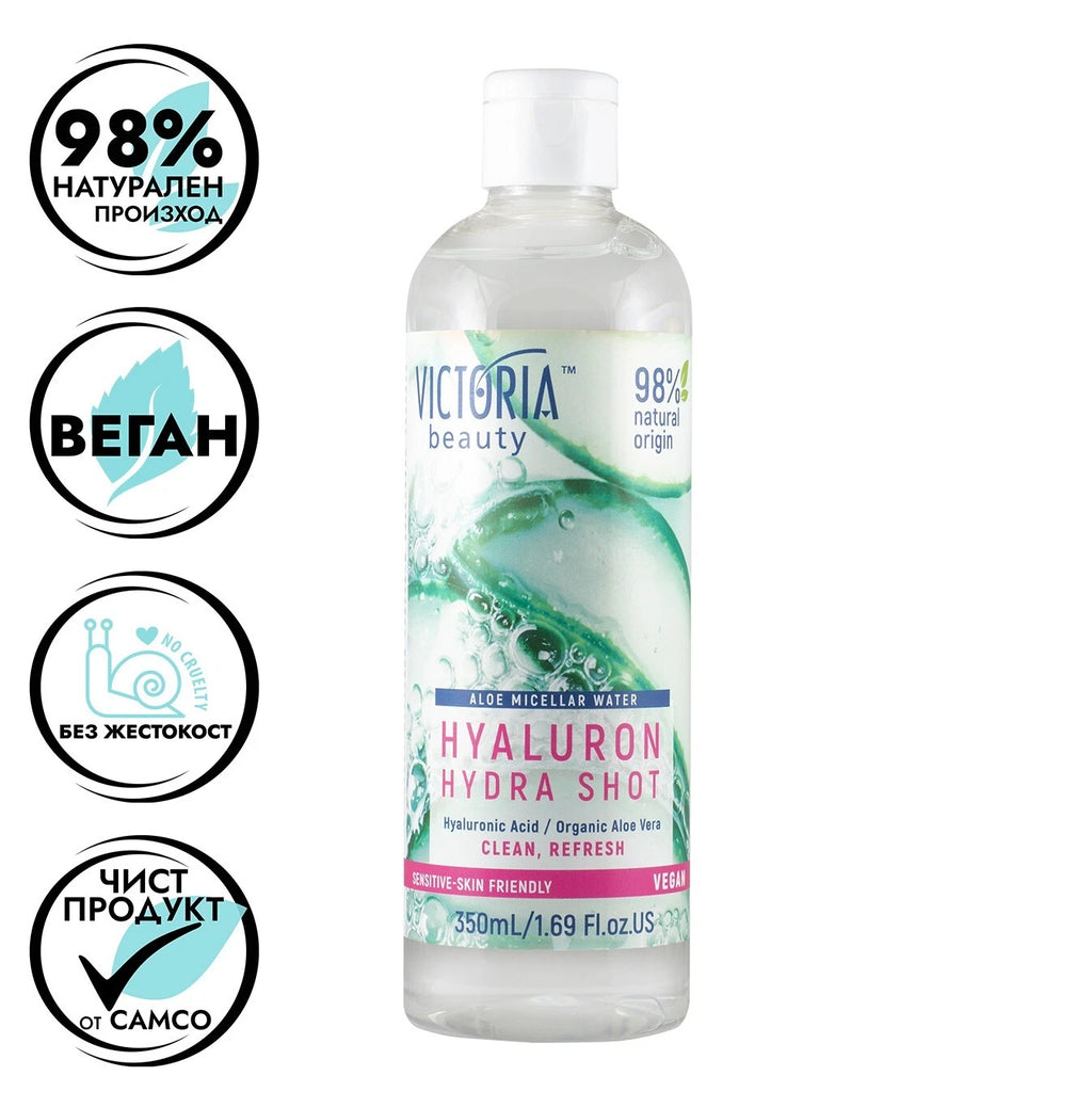 VICTORIA BEAUTY - Hydra Shot 350 ml Moisturizing Aloe Vera Micellar Water with Hyaluronic Acid, and Niacinamide