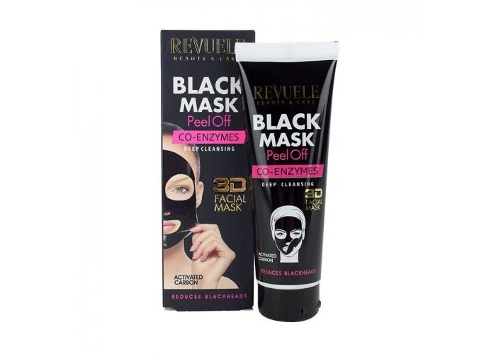 REVUELE BEAUTY & CARE BLACK MASK - Peel Off CO - ENZYMES DEEP CLEANSING 3D Facial mask – Activated carbon Reduces blackheads