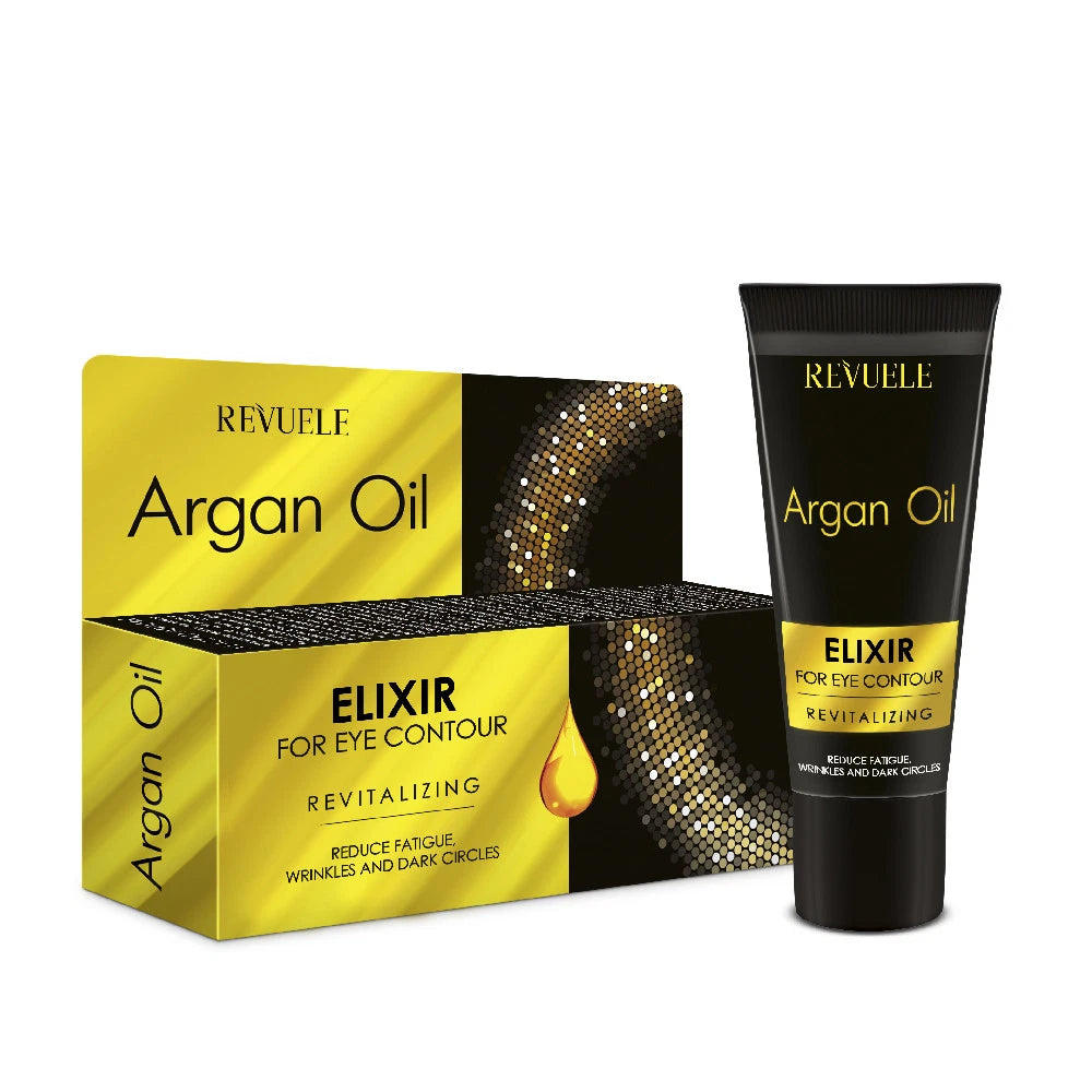 REVUELE BEAUTY & CARE ARGAN OIL EYE CONTOUR ELIXIR REVITALISING WIPES OUT FATIGUE ,WRINKLE AND DARK CIRCLES