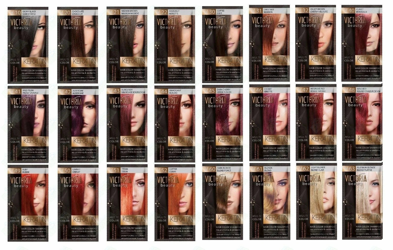 Victoria Beauty “ Keratin Therapy “ | Ammonia-Free Coloring Shampoo Sachet (40ml)
