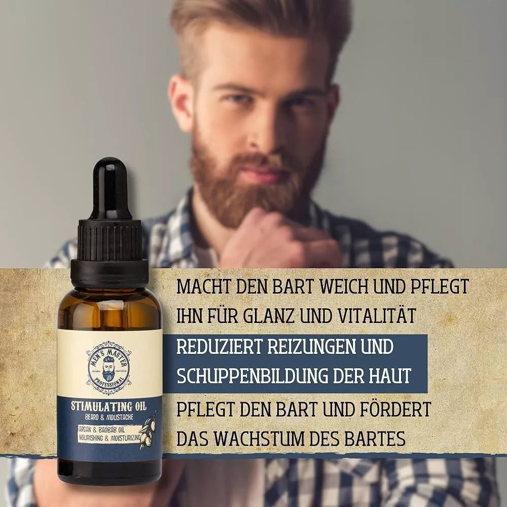 Men's Master 30 ml Stimulating oil for beard and moustache argan, almond, jojoba oils