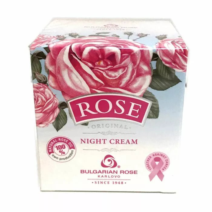 Night Face Cream ROSE With Pure Bulgarian Rose oil&Water 50ml Vit A Apricot oil