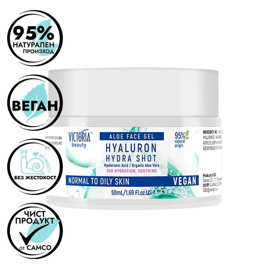 VICTORIA BEAUTY - Hydra Shot 50 gr Aloe Vera Face Gel Moisturizer with Hyaluronic Acid, Aloe Juice, and Niacinamide