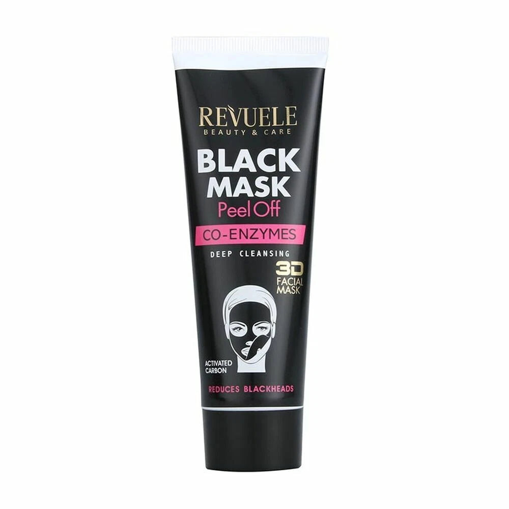 REVUELE BEAUTY & CARE BLACK MASK - Peel Off CO - ENZYMES DEEP CLEANSING 3D Facial mask – Activated carbon Reduces blackheads