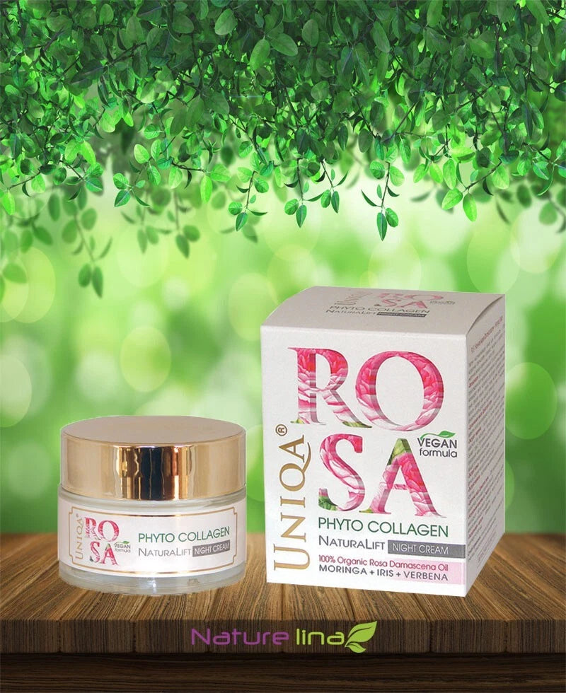 Arsy Cosmetics Rosa Uniqa Phyto Collagen Natura Lift Night Cream 50  ml Innovative Vegan Formula A product made from plant-based ingredients