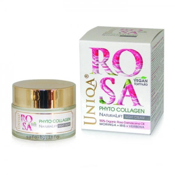 Arsy Cosmetics Rosa Uniqa Phyto Collagen Natura Lift Night Cream 50  ml Innovative Vegan Formula A product made from plant-based ingredients