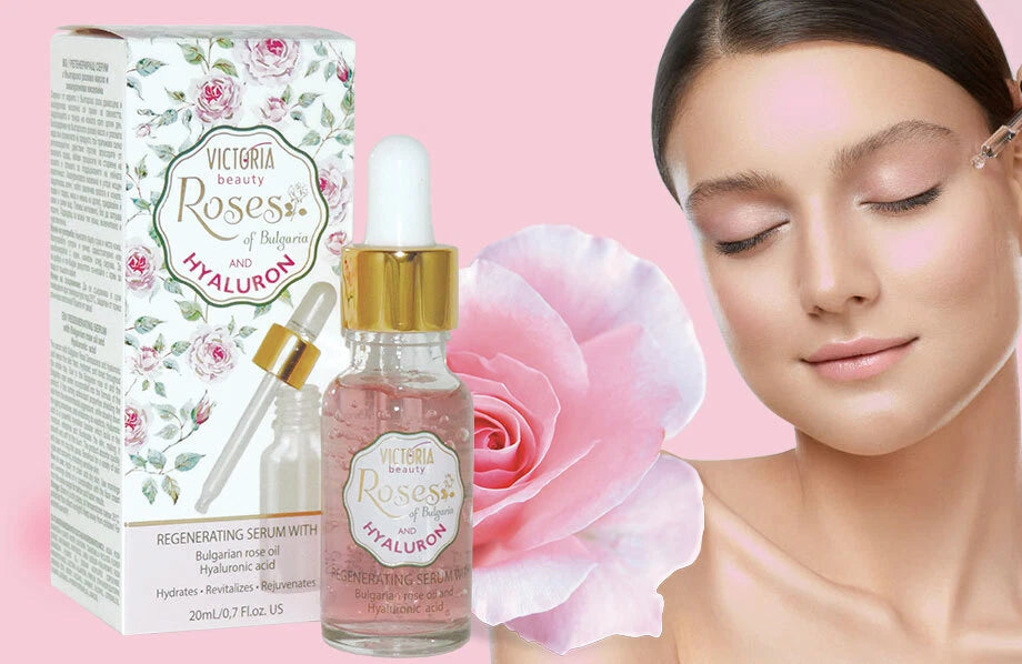Victoria Beauty Roses of Bulgaria Regenerating Face Serum – with Hyaluronic Acid & Natural Rose Oil (20ml)