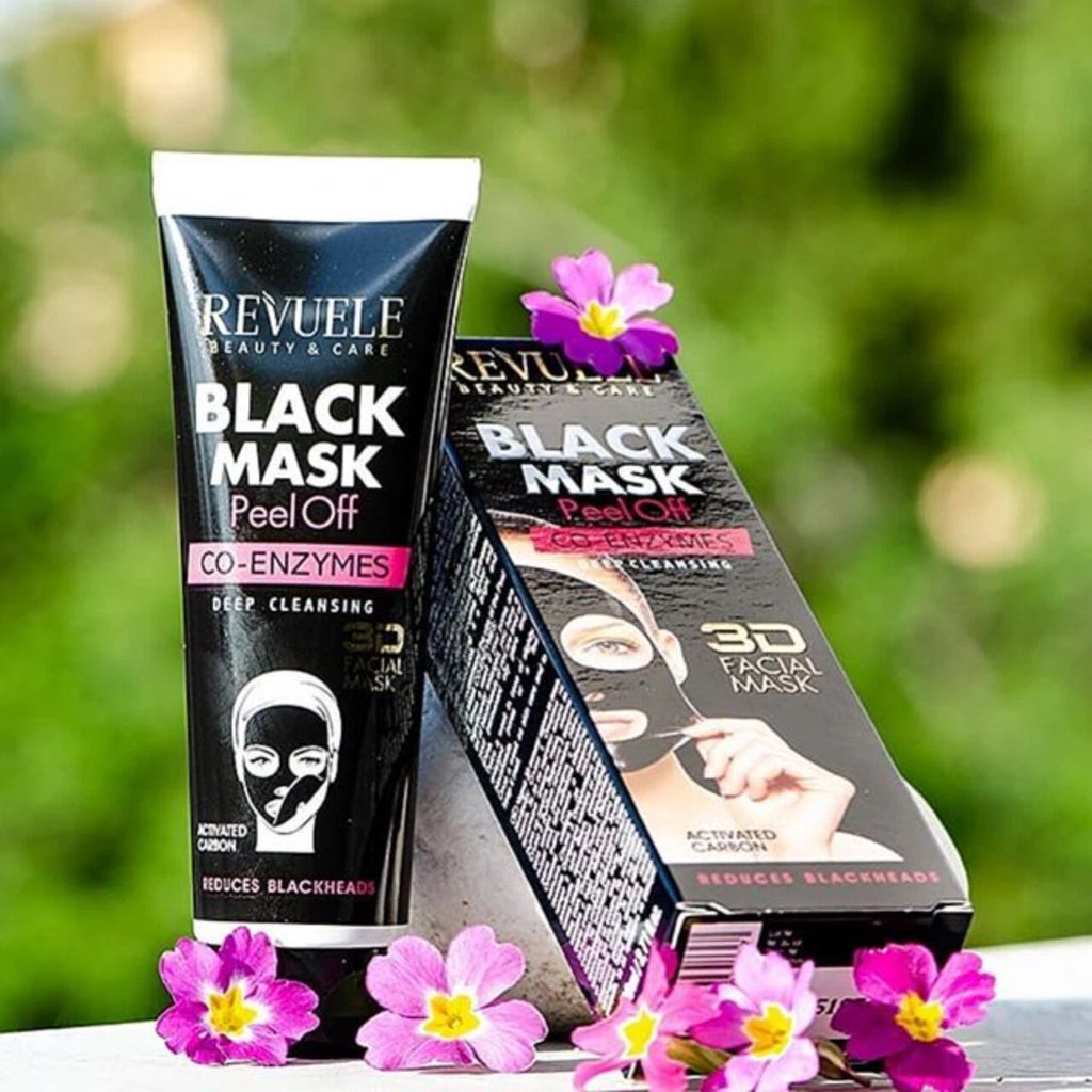 REVUELE BEAUTY & CARE BLACK MASK - Peel Off CO - ENZYMES DEEP CLEANSING 3D Facial mask – Activated carbon Reduces blackheads