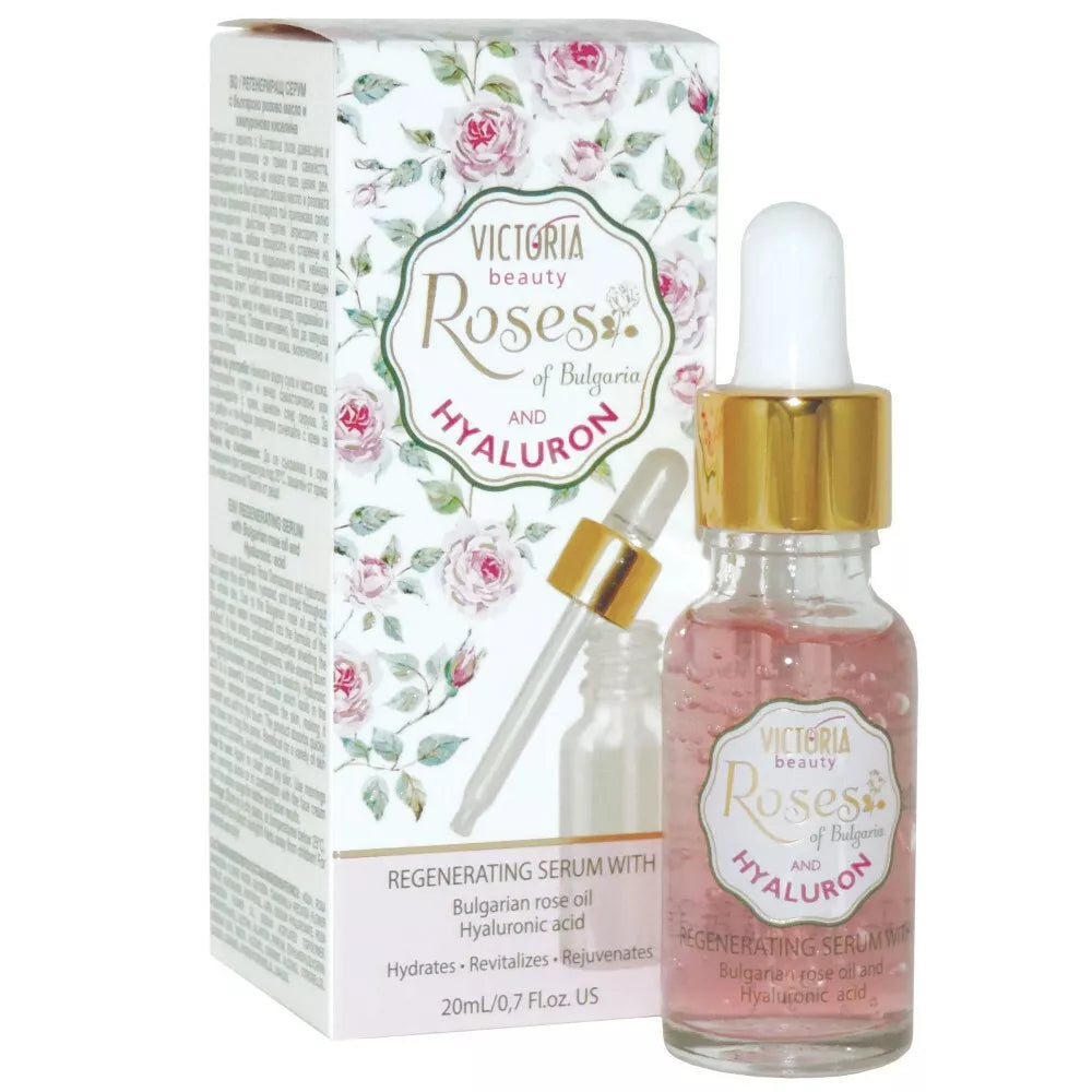 Victoria Beauty Roses of Bulgaria Regenerating Face Serum – with Hyaluronic Acid & Natural Rose Oil (20ml)