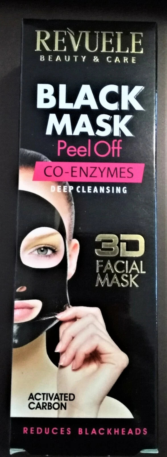 REVUELE BEAUTY & CARE BLACK MASK - Peel Off CO - ENZYMES DEEP CLEANSING 3D Facial mask – Activated carbon Reduces blackheads