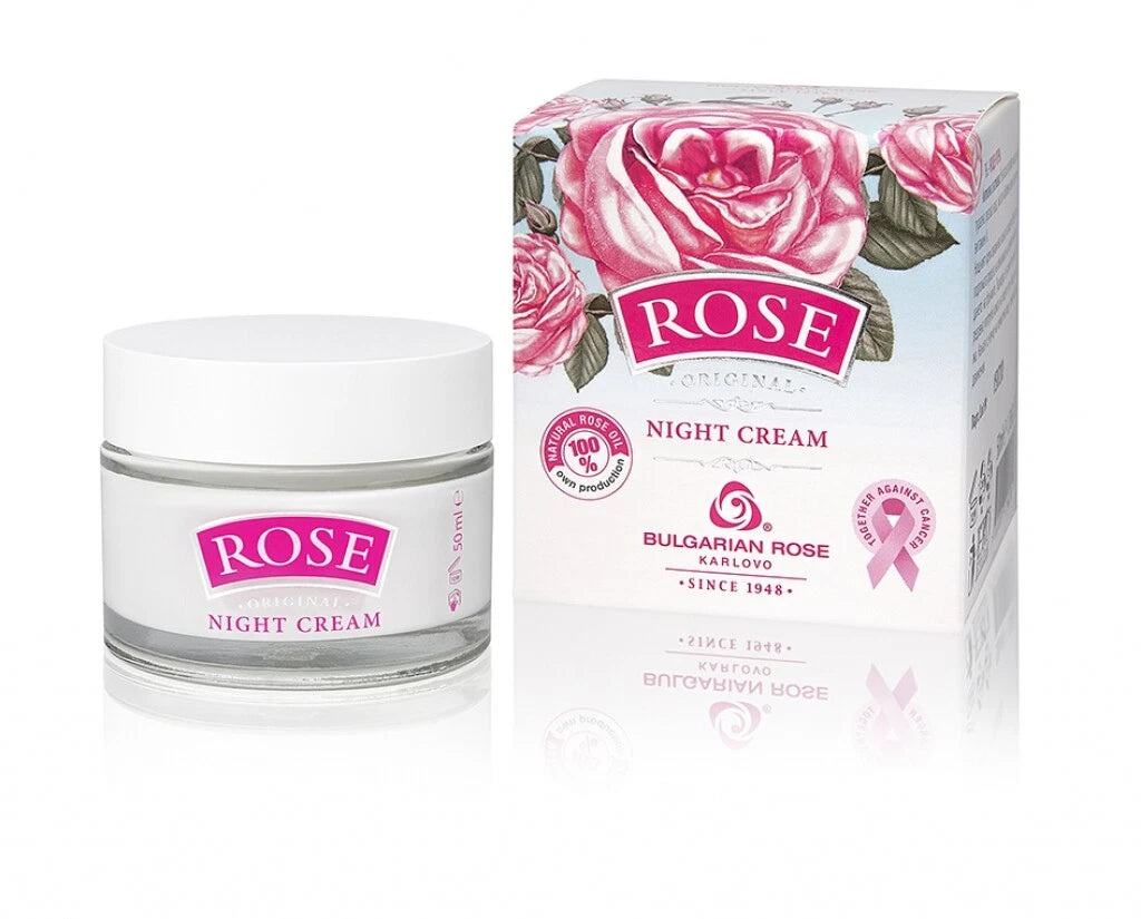 Night Face Cream ROSE With Pure Bulgarian Rose oil&Water 50ml Vit A Apricot oil