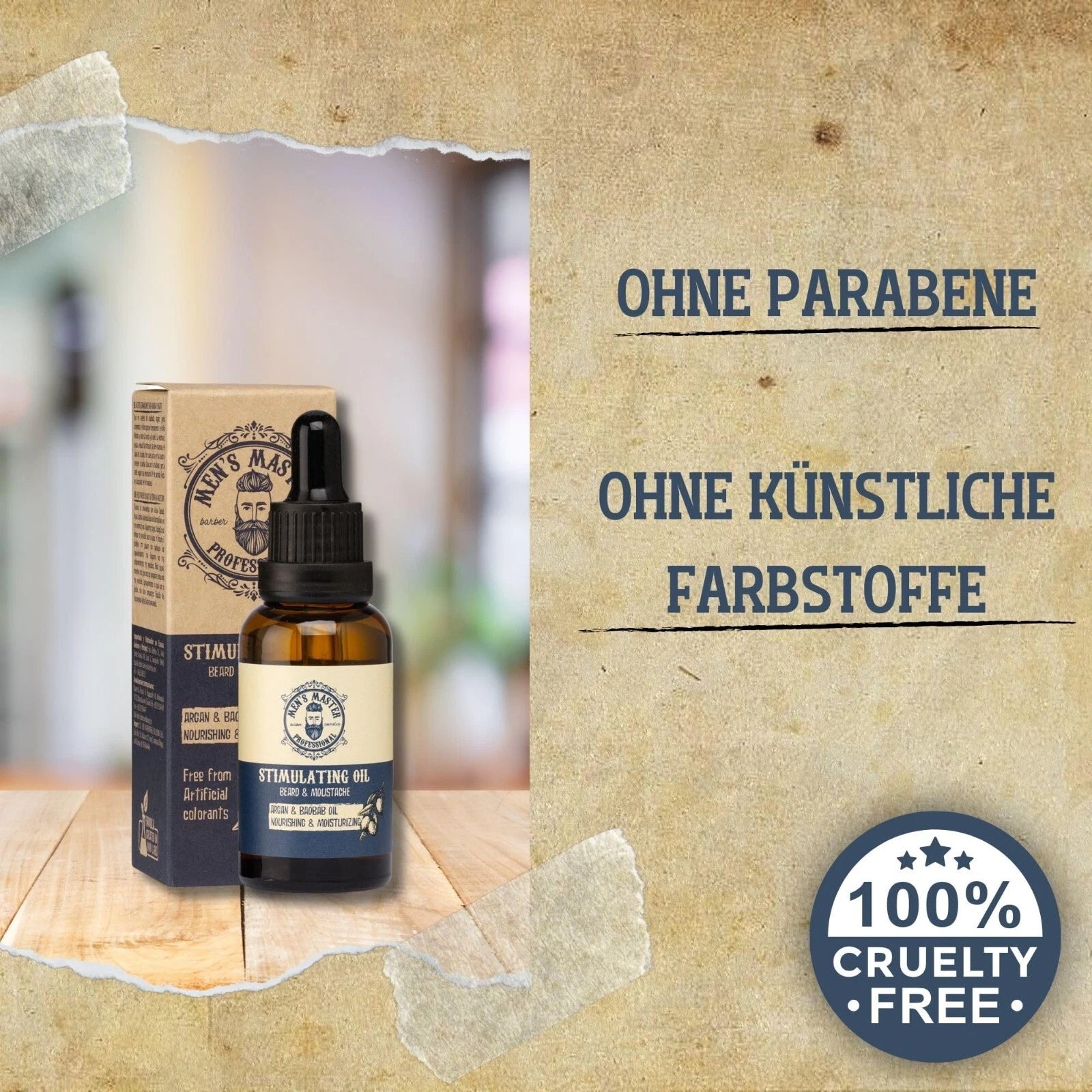 Men's Master 30 ml Stimulating oil for beard and moustache argan, almond, jojoba oils