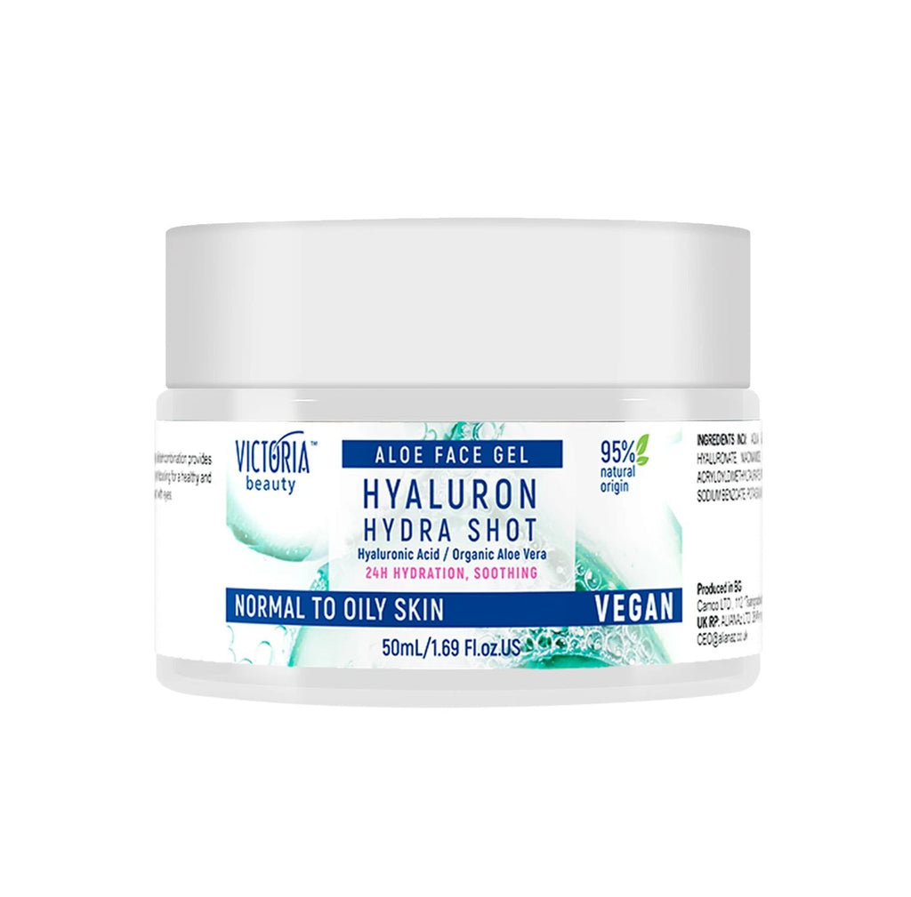 VICTORIA BEAUTY - Hydra Shot 50 gr Aloe Vera Face Gel Moisturizer with Hyaluronic Acid, Aloe Juice, and Niacinamide