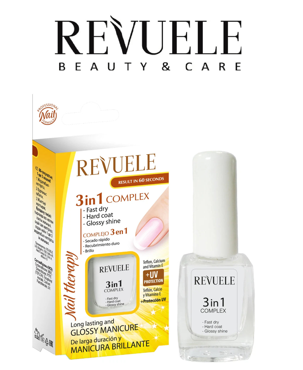 REVUELE Nail Therapy 3-in-1 Complex Teflon , Calcium and Vitamin E + UV Protection 10 ml
